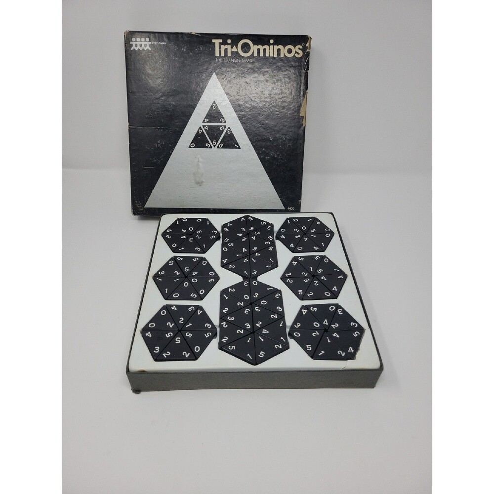 Vintage TRI-OMINOS Triangle Domino Board Game 4420 Pressman Complete